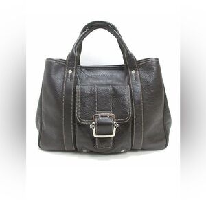 Longchamp Dark Brown pebble Leather Bag, dust bag